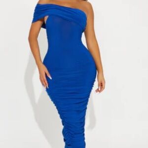 Elegant Blue Off-Shoulder Dress